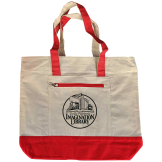 Red and Natural Canvas Tote Bag
